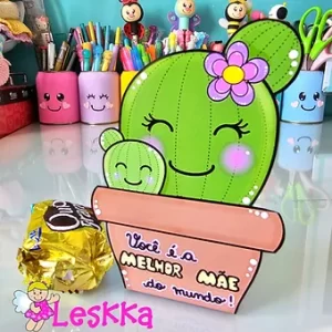 DIA DAS MÃES - Cactos Porta bombom