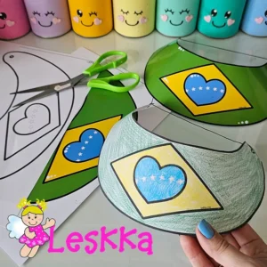 Viseira Brasil - colorida e para colorir