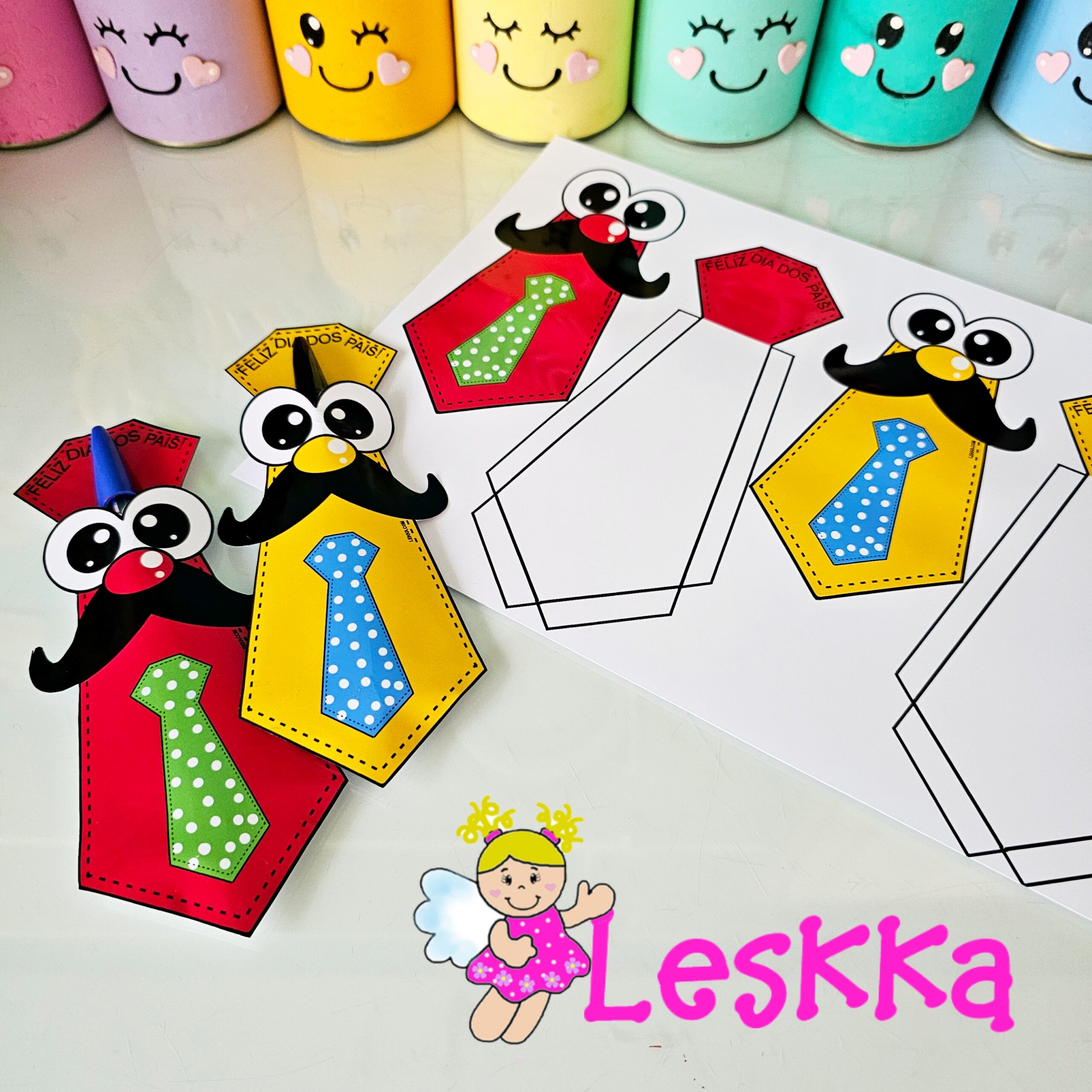 Porta caneta Papai - colorido e para colorir