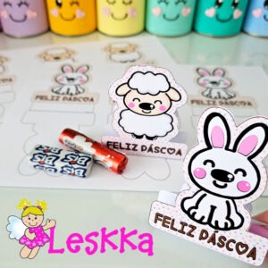 PÁSCOA - Cartão com bis coelho e cordeiro